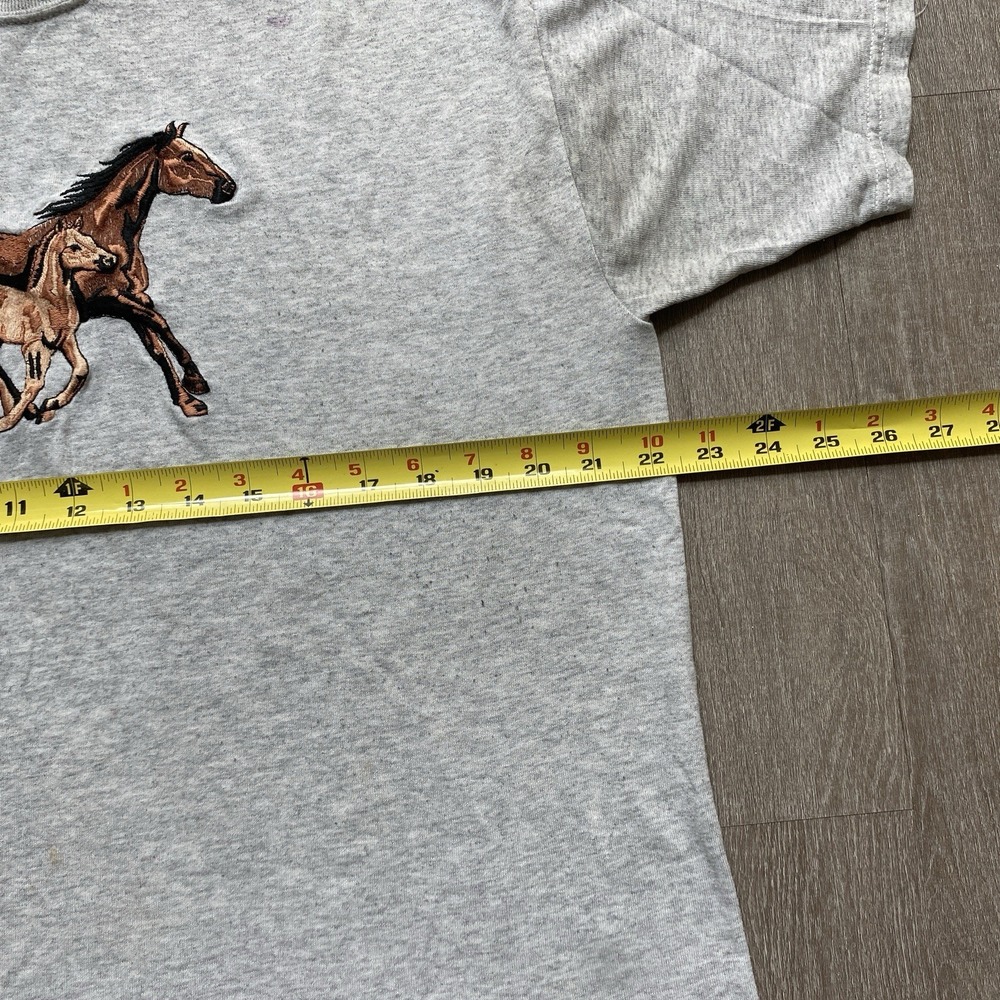 Vintage 90s Horse Equestrian Embroidered Stitch Short Sleeve T-shirt Men's L - Picture 5 of 8
